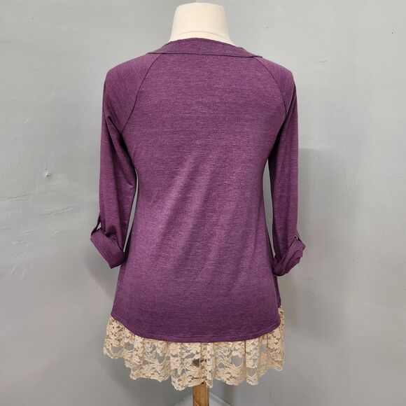 LOGO by Lori Goldstein Knit Tunic Top Size Medium Purple - Picture 4 of 10